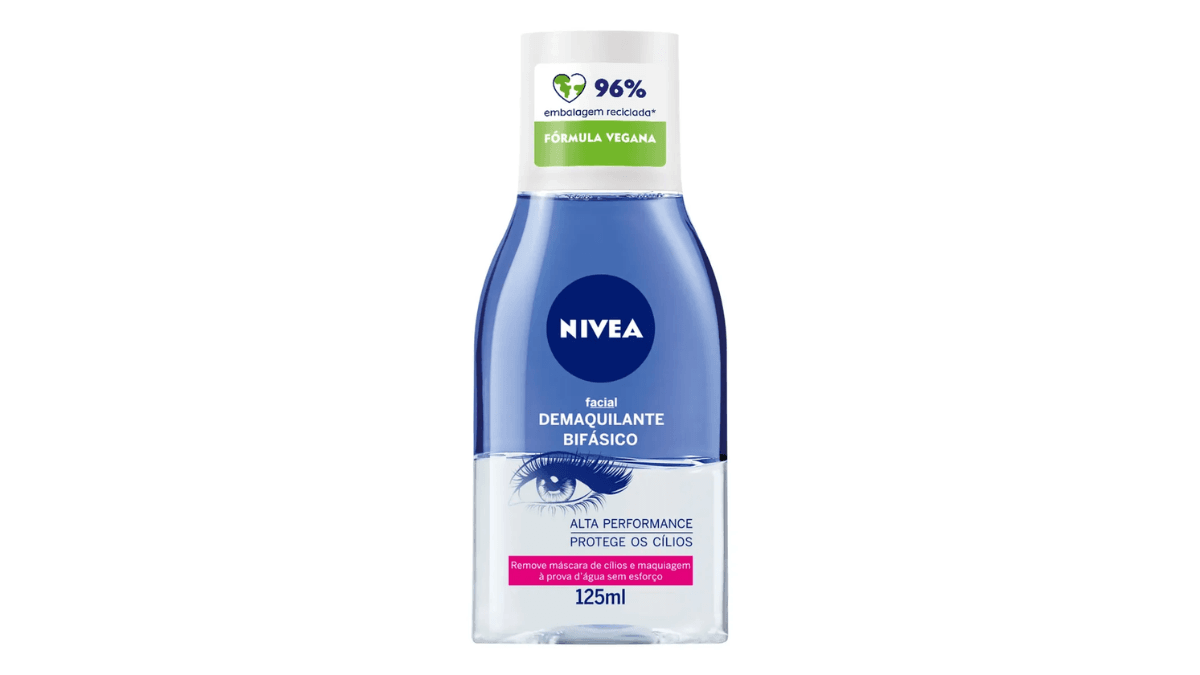 Demaquilante Bifásico Nivea 125ml com Biotina para remoção de maquiagem à prova d'água e cuidado das pestanas - Skincare Dicas