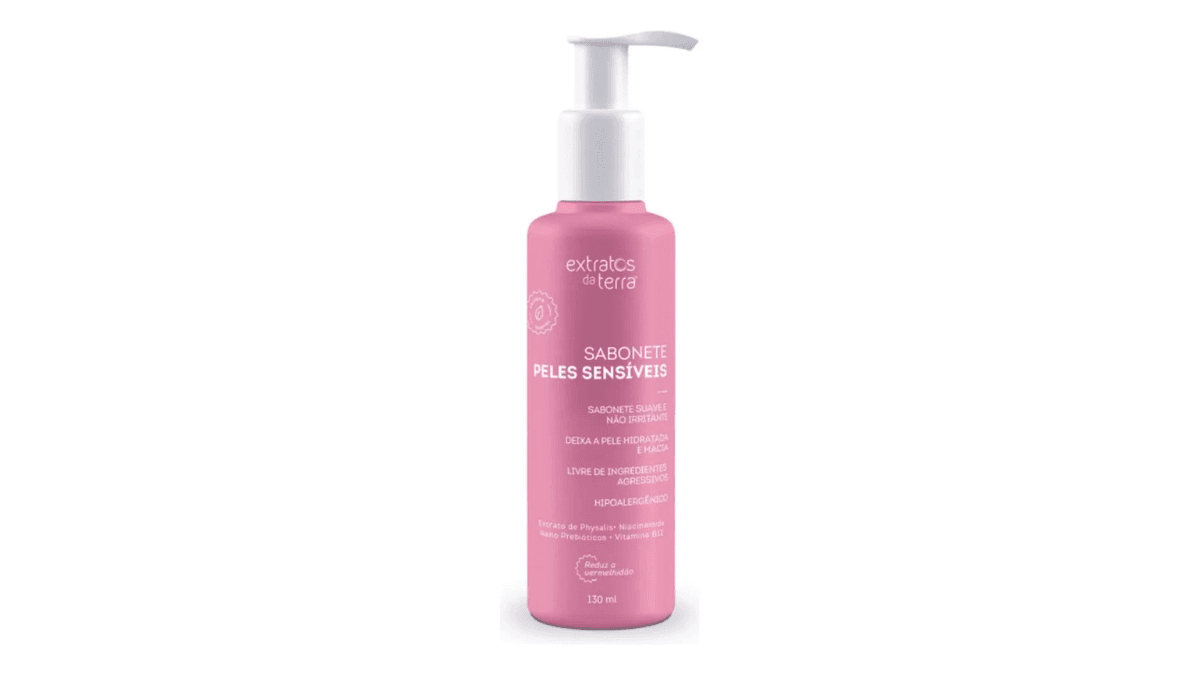 Sabonete facial Extratos da Terra para peles sensíveis e com rosácea 130ml com ação calmante - Skincare Dicas
