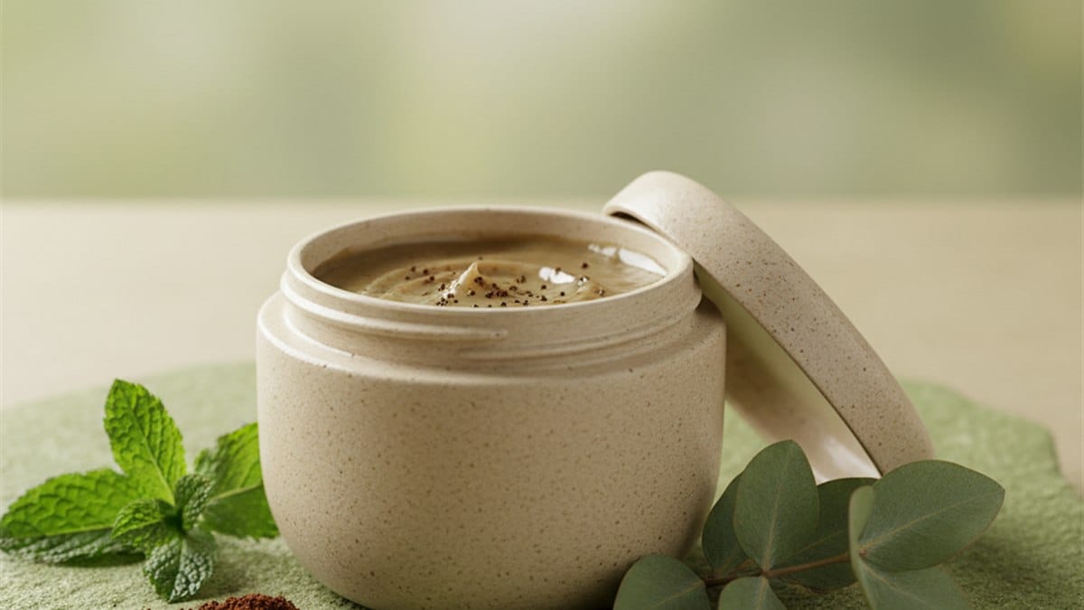 Creme de Massagem Redutor - Massagem Modeladora para Diminuir Medidas Rápido 6 Pote de creme redutor corporal com grãos de café e folhas verdes naturais