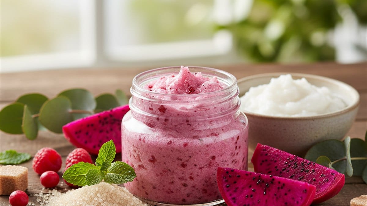 Esfoliação Corporal para Renovar a Pele: 5 Benefícios 3 Esfoliantes corporais naturais com ingredientes como açúcar e pitaya para renovar a pele