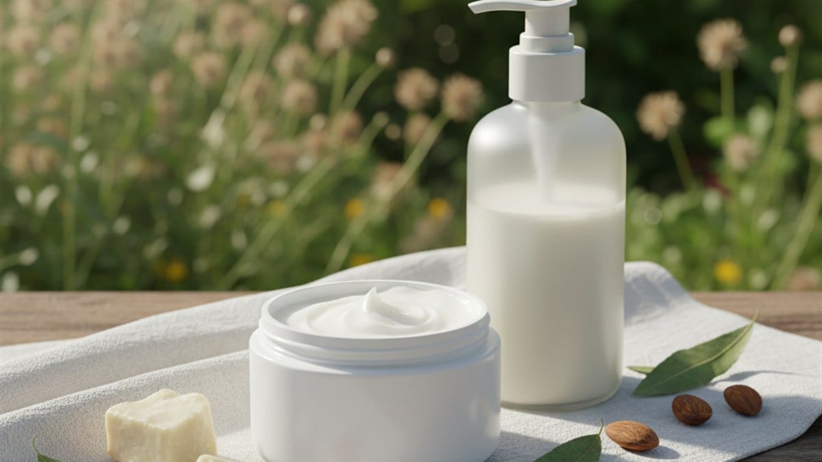 hidratante corporal com ingredientes naturais manteiga de karité e amêndoas